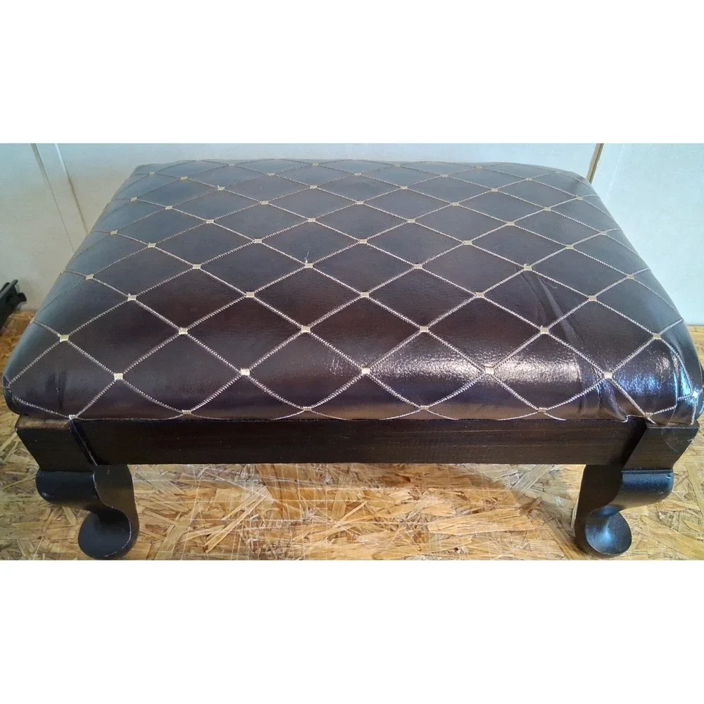 Re-Upholstered Wood Foot Stool